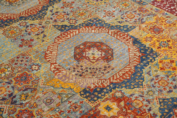 8x10 Blue Mamluk Turkish Hand Knotted Rug - Yildiz Rugs