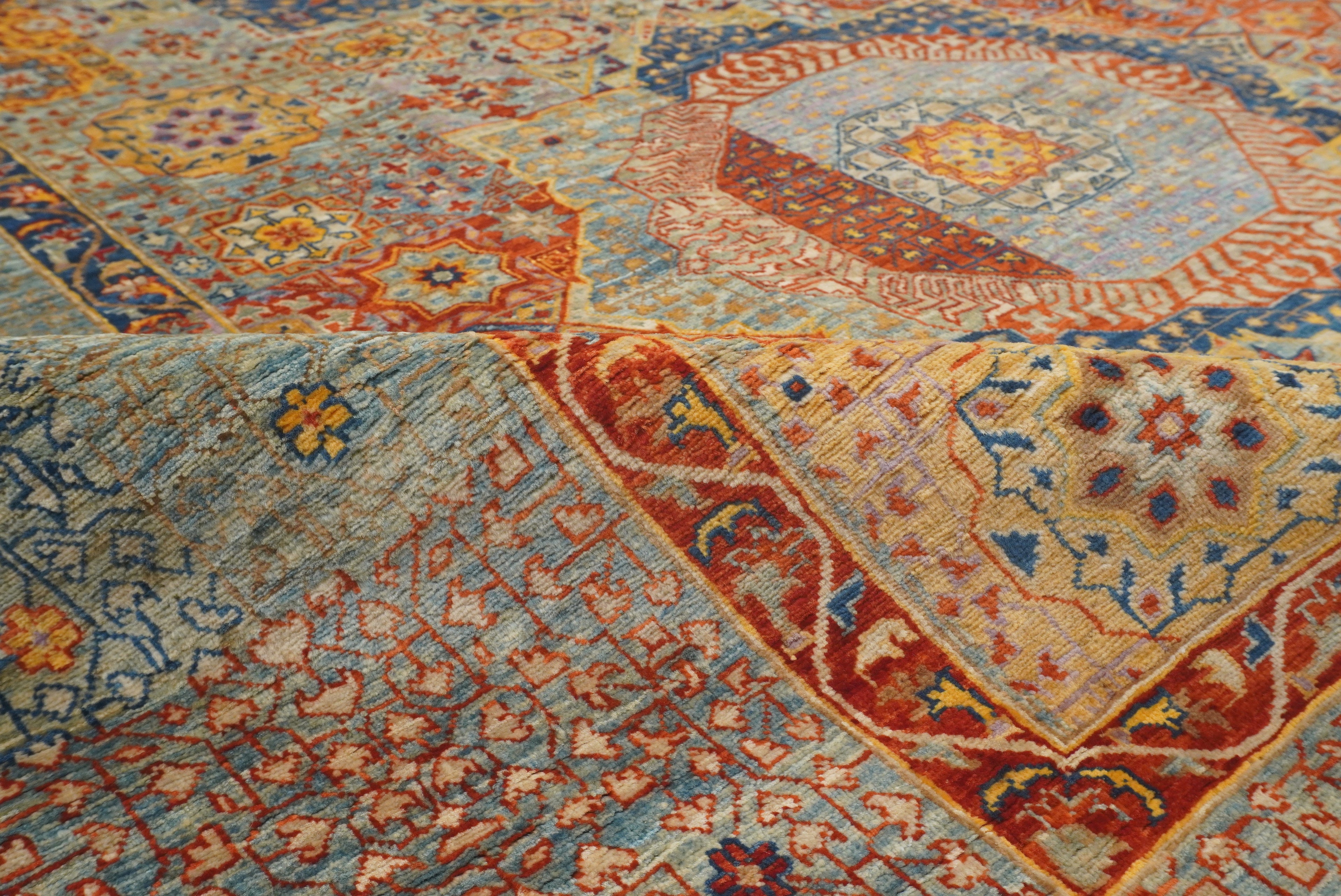 8x10 Blue Mamluk Turkish Hand Knotted Rug - Yildiz Rugs