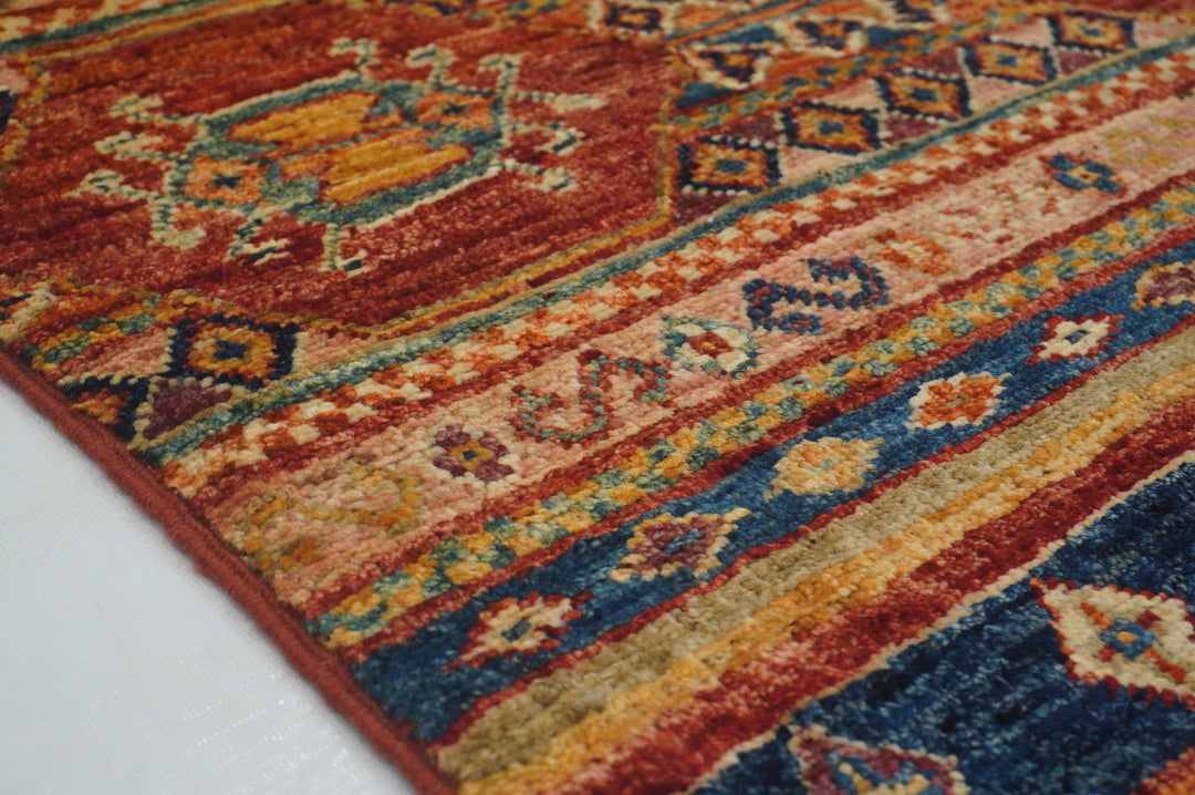 3x3 Blue Tribal Afghan Square Rug