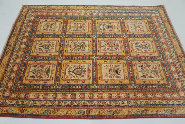 5x7 Beige Bakhtiar Afghan Hand-Knotted Wool Oriental Rug - Yildiz Rugs