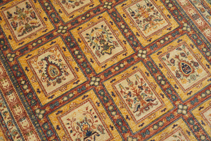5x7 Beige Bakhtiar Afghan Hand-Knotted Wool Oriental Rug - Yildiz Rugs