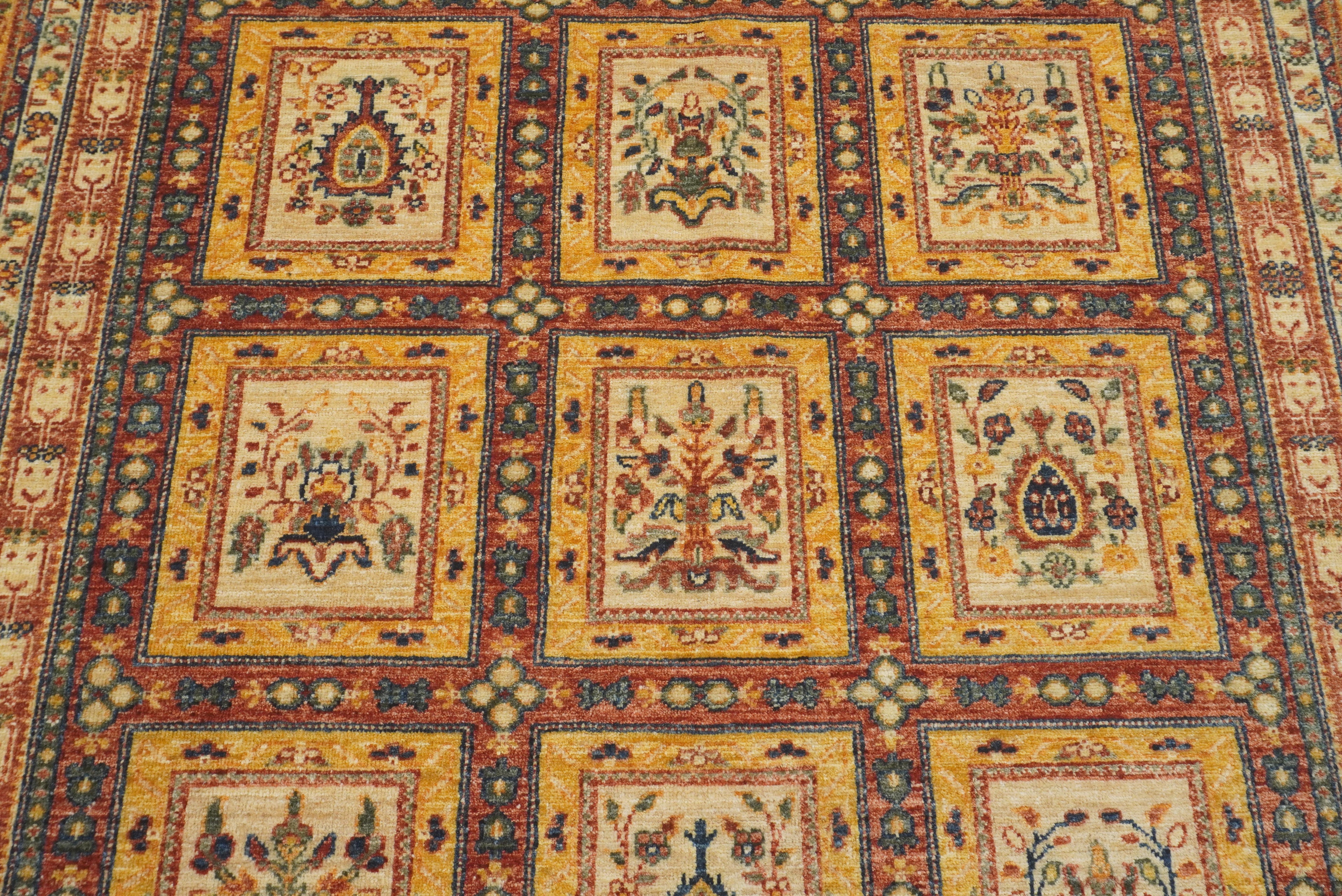 5x7 Beige Bakhtiar Afghan Hand-Knotted Wool Oriental Rug - Yildiz Rugs