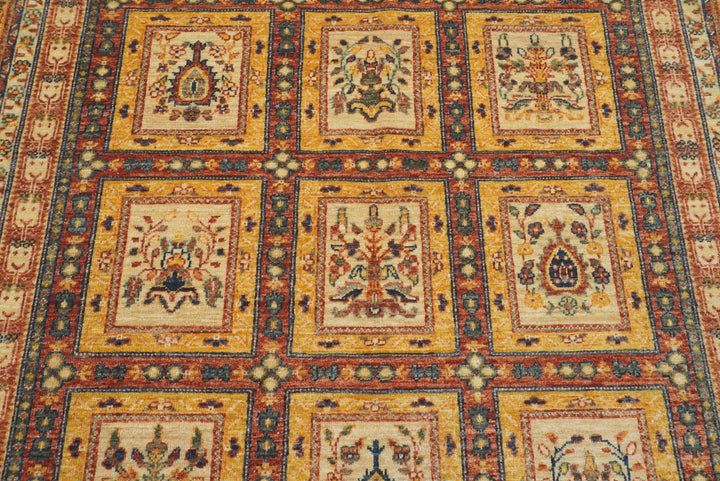 5x7 Beige Bakhtiar Afghan Hand-Knotted Wool Oriental Rug - Yildiz Rugs