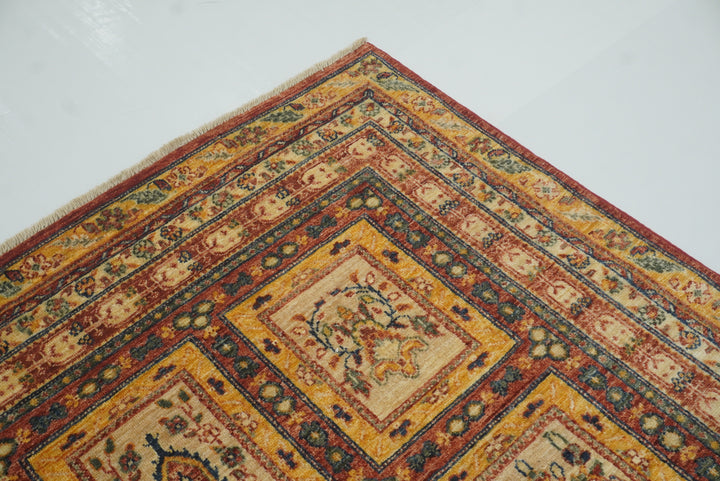 5x7 Beige Bakhtiar Afghan Hand-Knotted Wool Oriental Rug - Yildiz Rugs