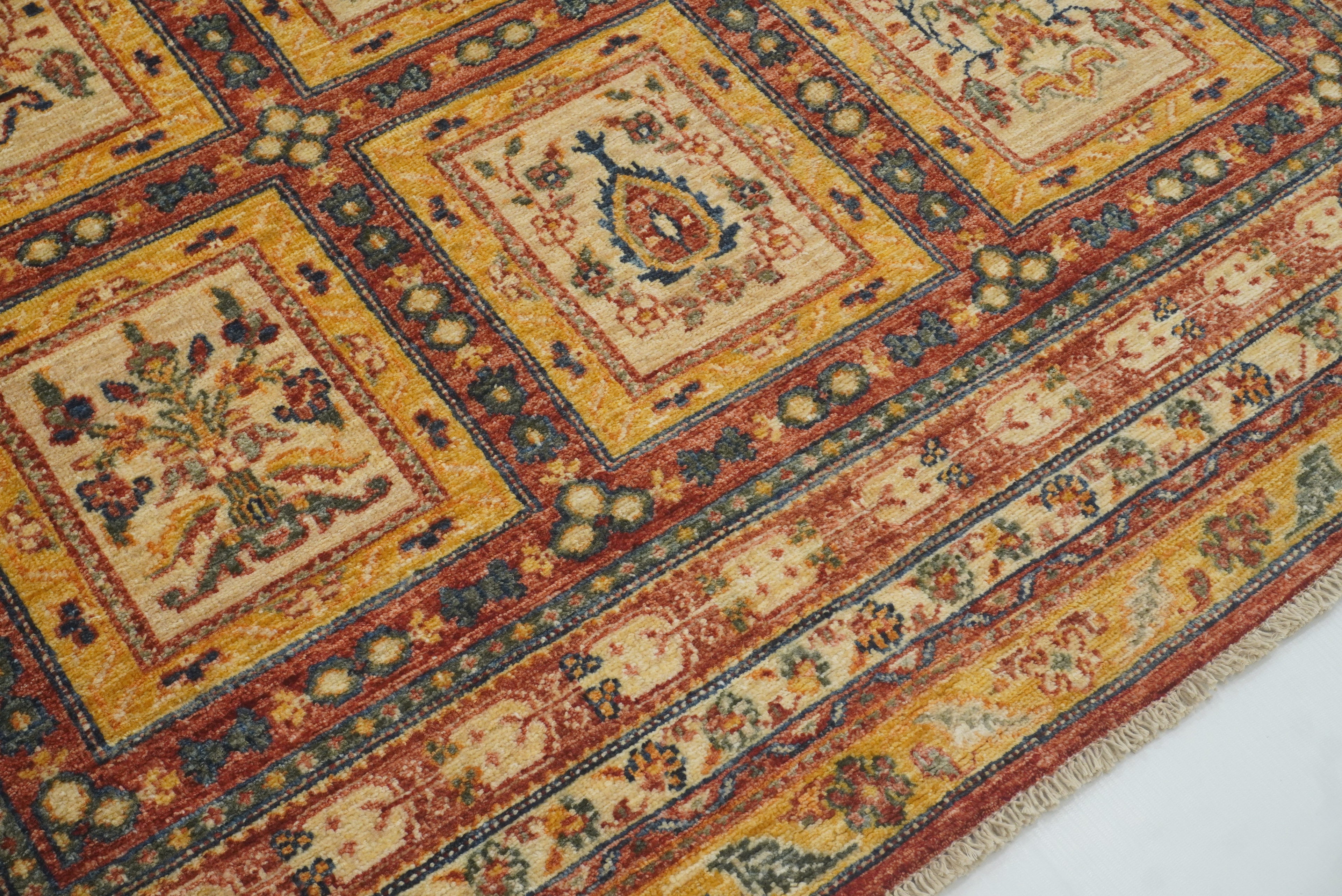 5x7 Beige Bakhtiar Afghan Hand-Knotted Wool Oriental Rug - Yildiz Rugs
