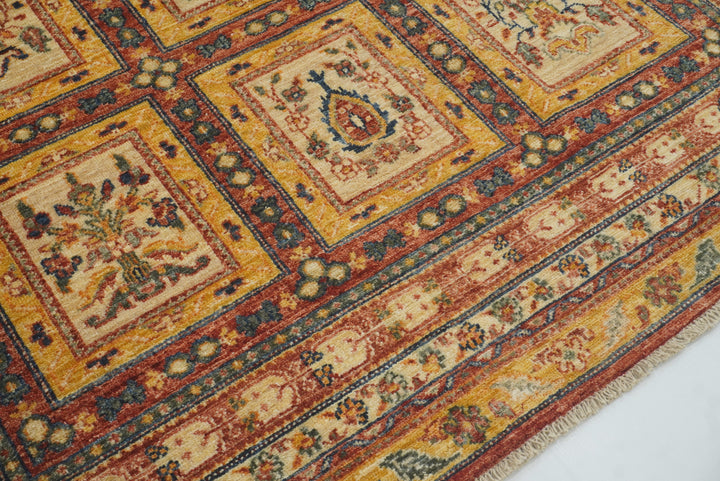 5x7 Beige Bakhtiar Afghan Hand-Knotted Wool Oriental Rug - Yildiz Rugs