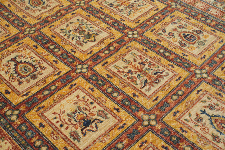 5x7 Beige Bakhtiar Afghan Hand-Knotted Wool Oriental Rug - Yildiz Rugs