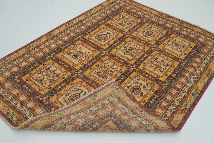 5x7 Beige Bakhtiar Afghan Hand-Knotted Wool Oriental Rug - Yildiz Rugs