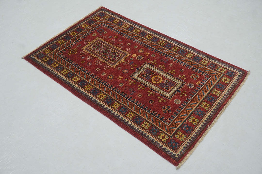 3x4 Red Tribal Baluch Afghan Rug