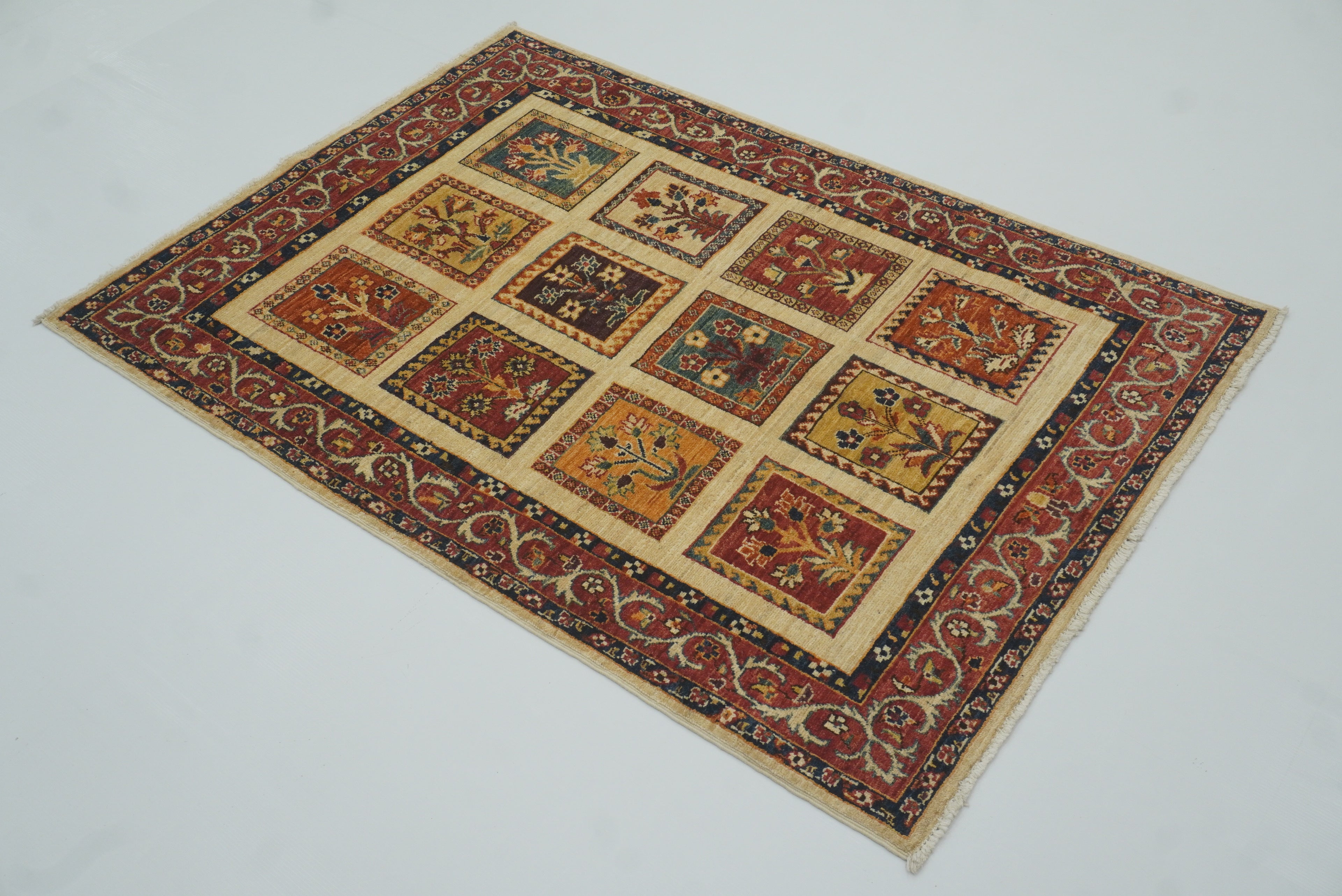 3x5 Beige Bakhtiar Hand Knotted Afghan Wool Oriental Rug - Yildiz Rugs