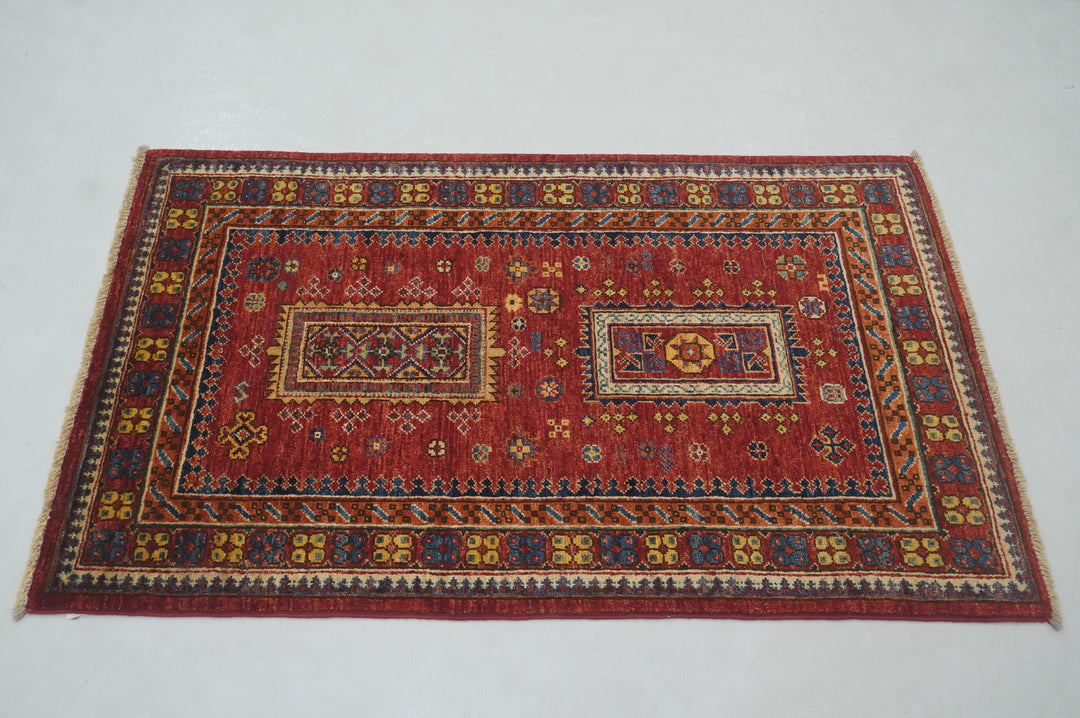 3x4 Red Tribal Baluch Afghan Rug