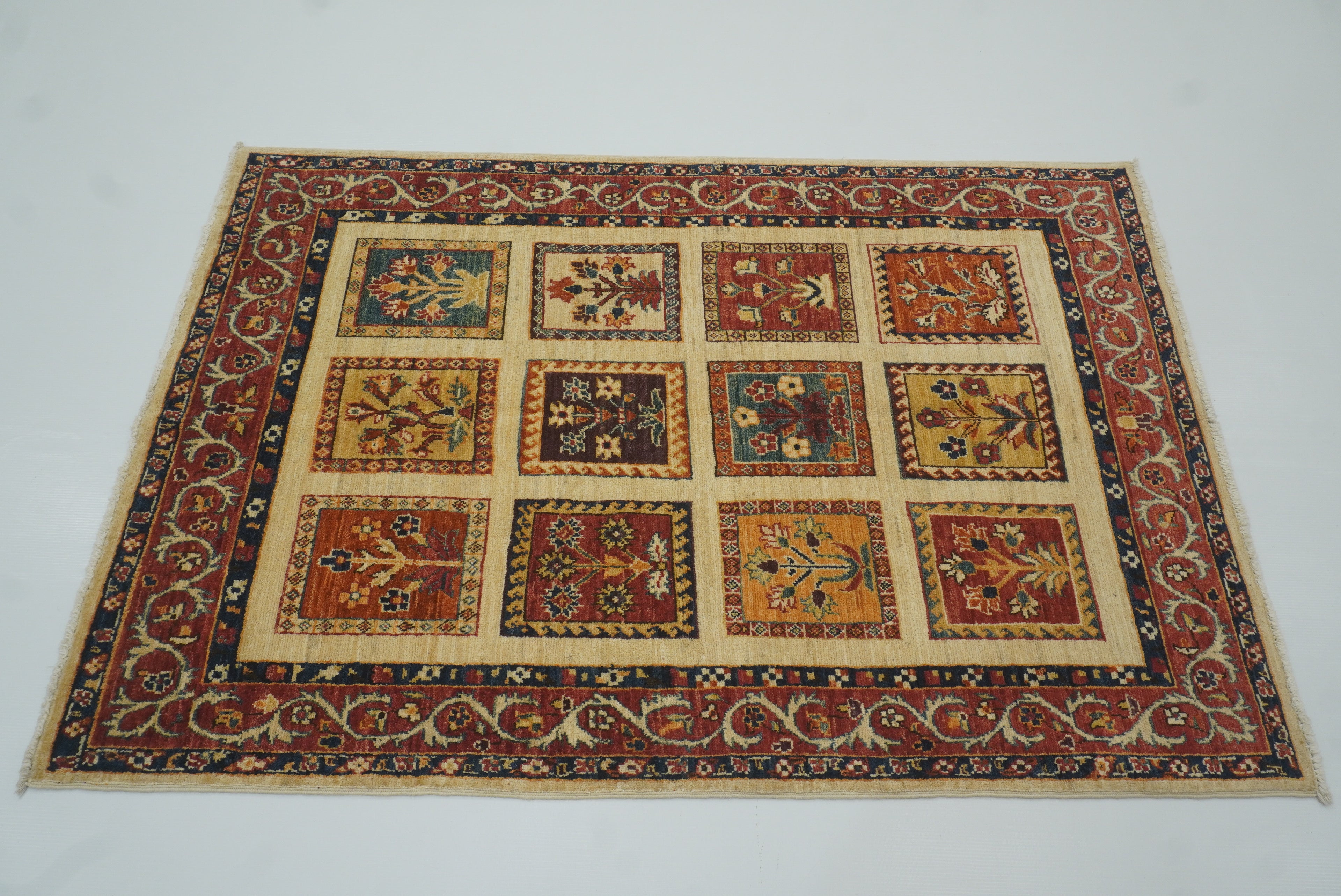 3x5 Beige Bakhtiar Hand Knotted Afghan Wool Oriental Rug - Yildiz Rugs
