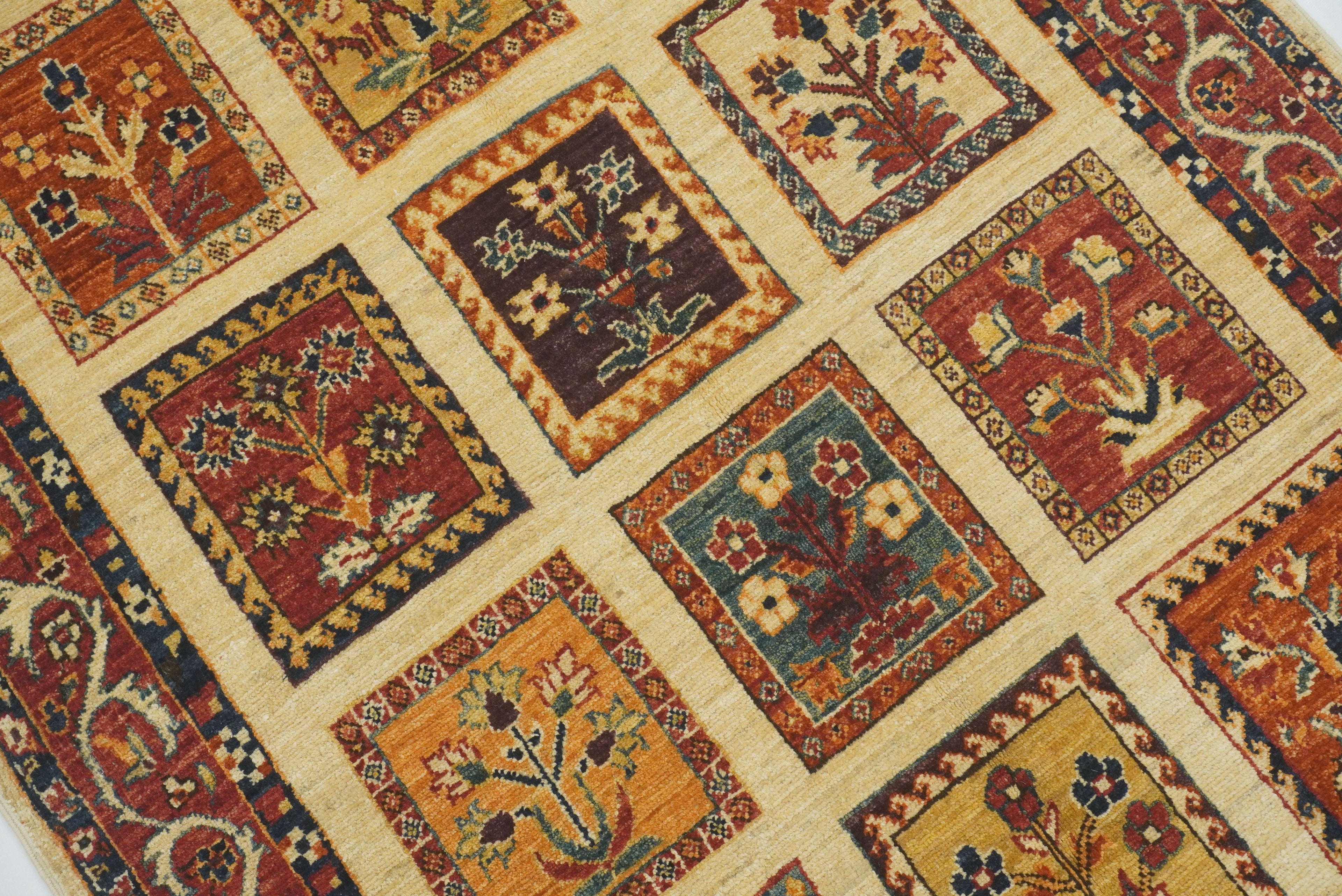 3x5 Beige Bakhtiar Hand Knotted Afghan Wool Oriental Rug - Yildiz Rugs