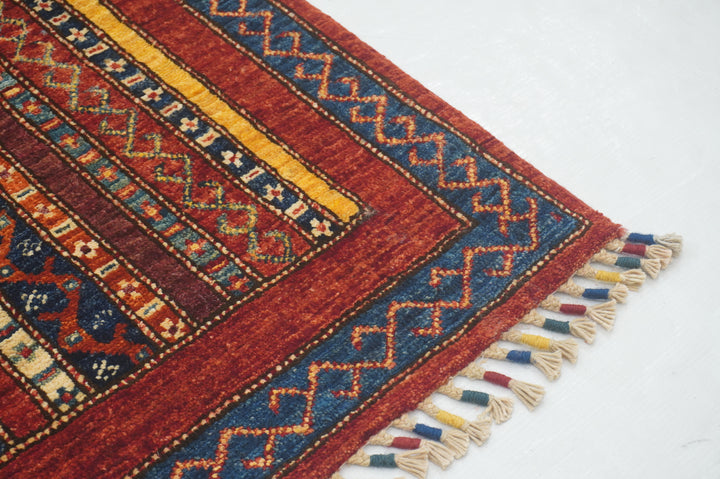 3x4 Red Shawl Pattern Hand knotted Turkish Rug