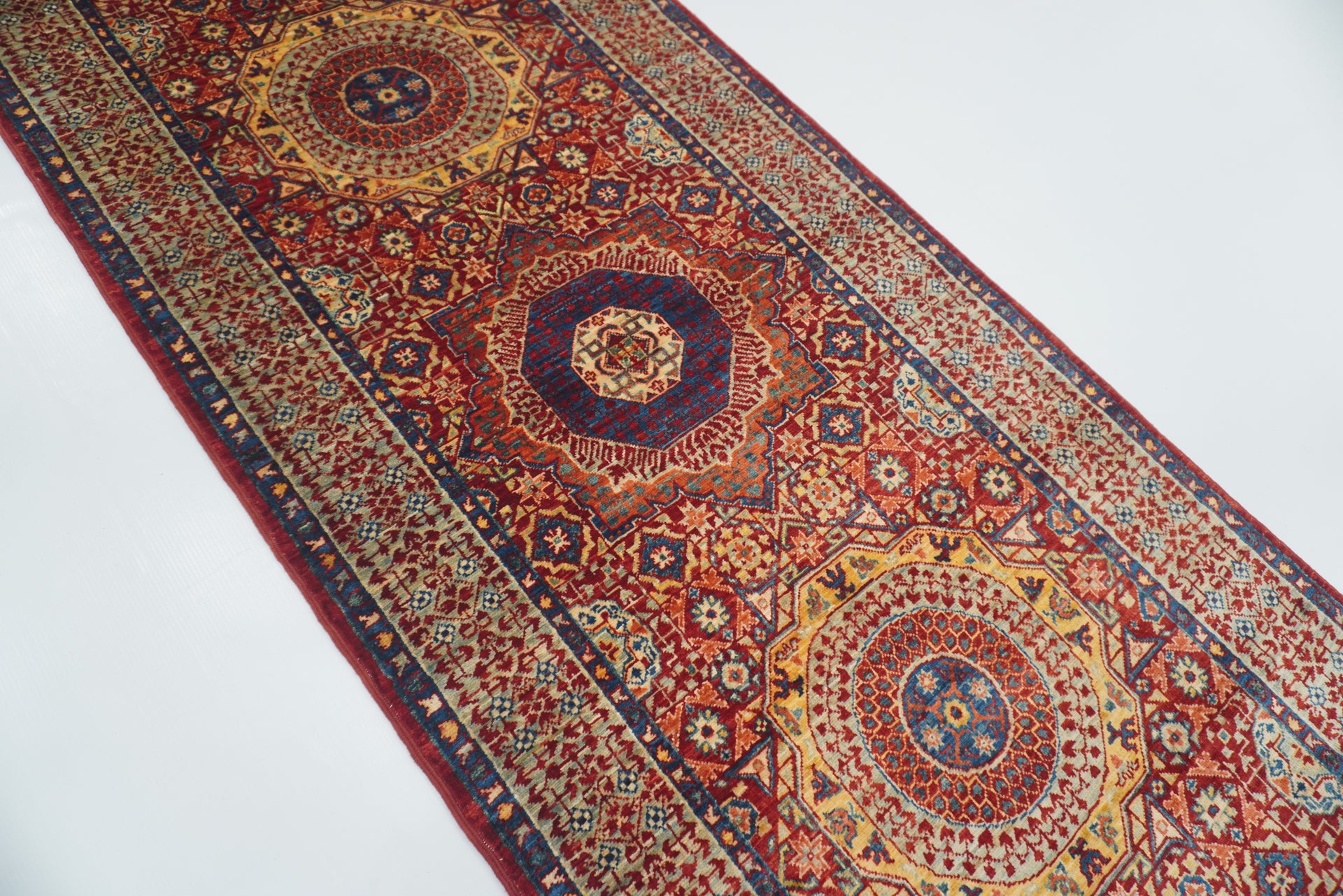2'7"x8'2" Red Mamluk Hand-Knotted Runner Rug