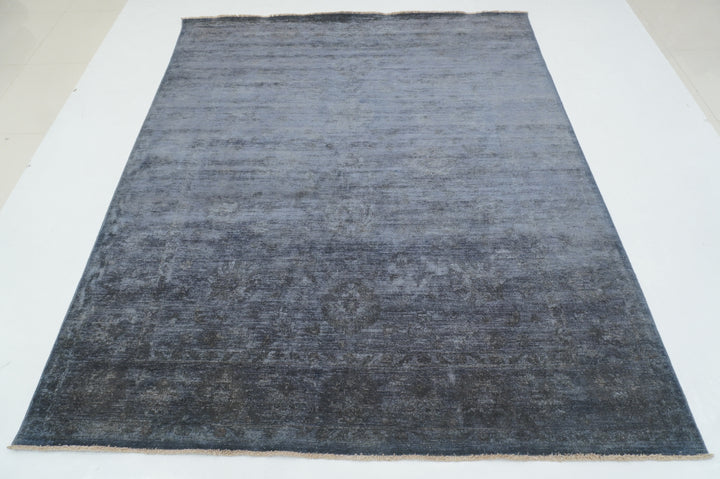 7x8 Blueish Silver Gray Overdyed Turkish Oushak Hand knotted Rug - Yildiz Rugs