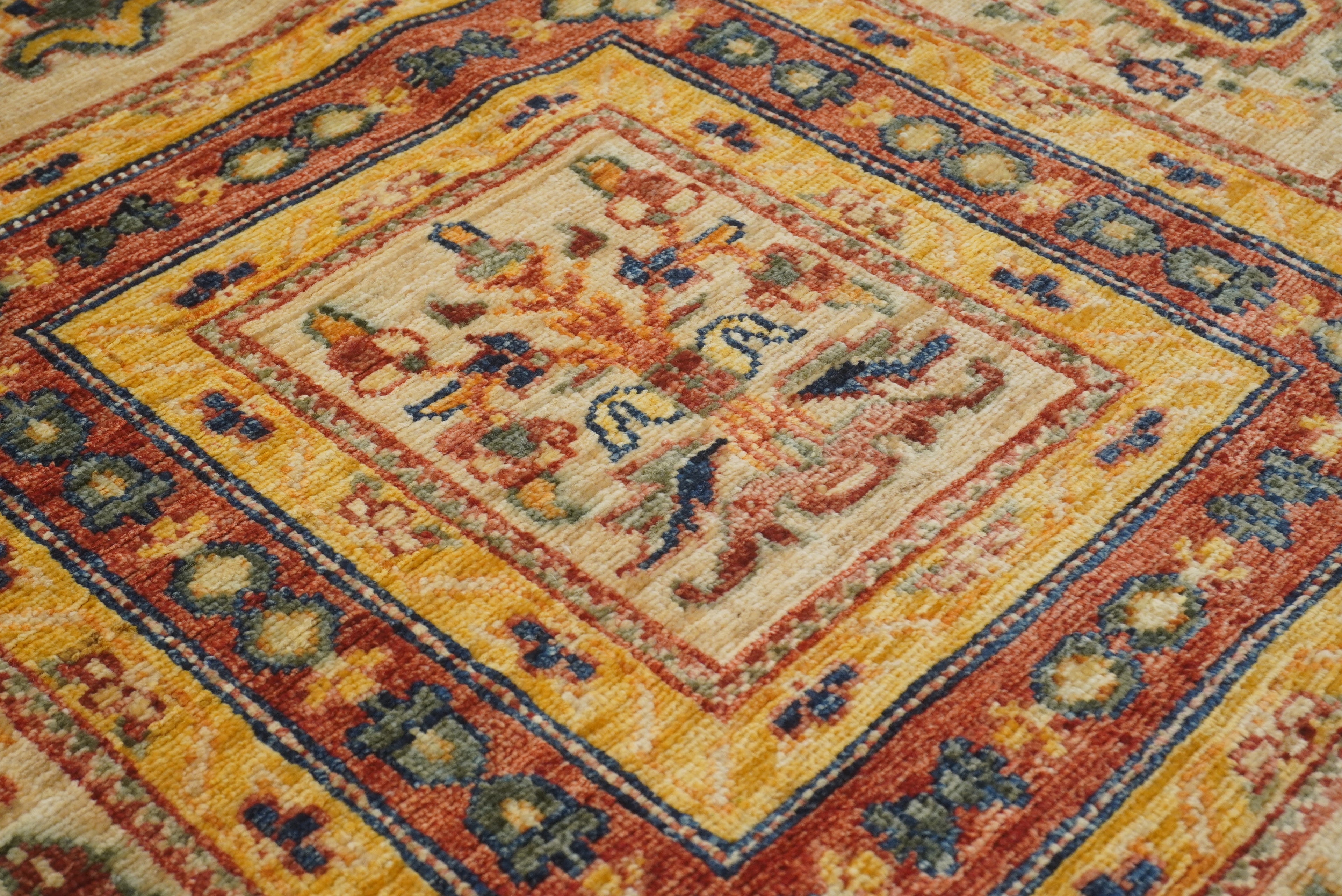 5x6 Red Beige Vintage Bakhtiar Afghan Hand knotted Rug - Yildiz Rugs