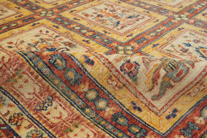 5x6 Red Beige Vintage Bakhtiar Afghan Hand knotted Rug - Yildiz Rugs