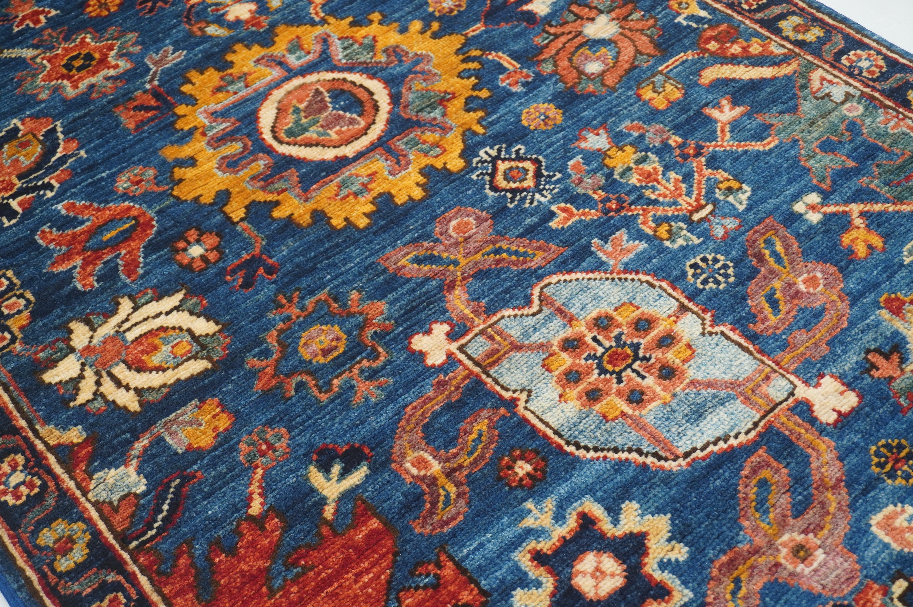 10 ft Navy Blue Bidjar Afghan Hand knotted Oriental Runner Rug - Yildiz Rugs