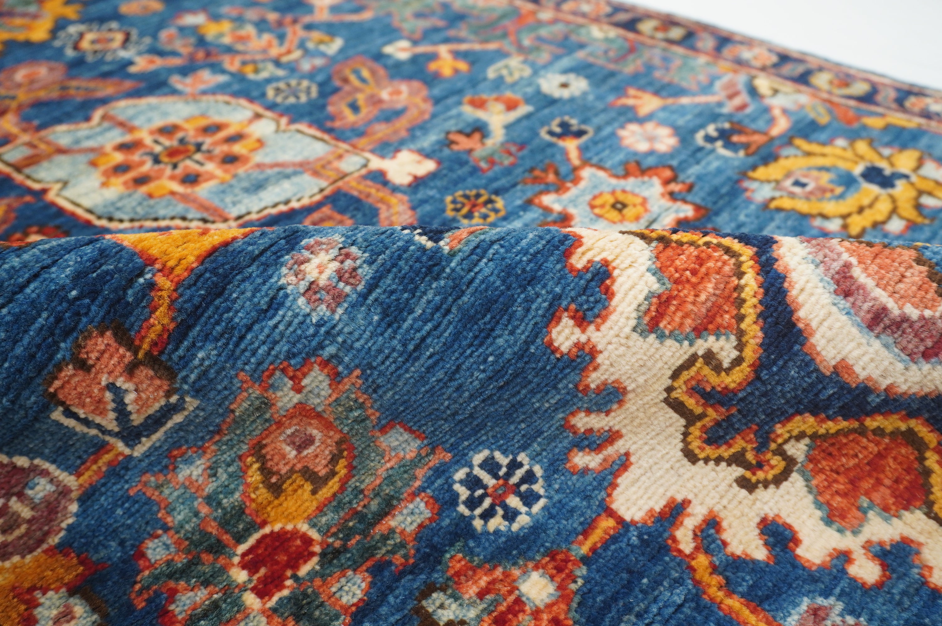 10 ft Navy Blue Bidjar Afghan Hand knotted Oriental Runner Rug - Yildiz Rugs