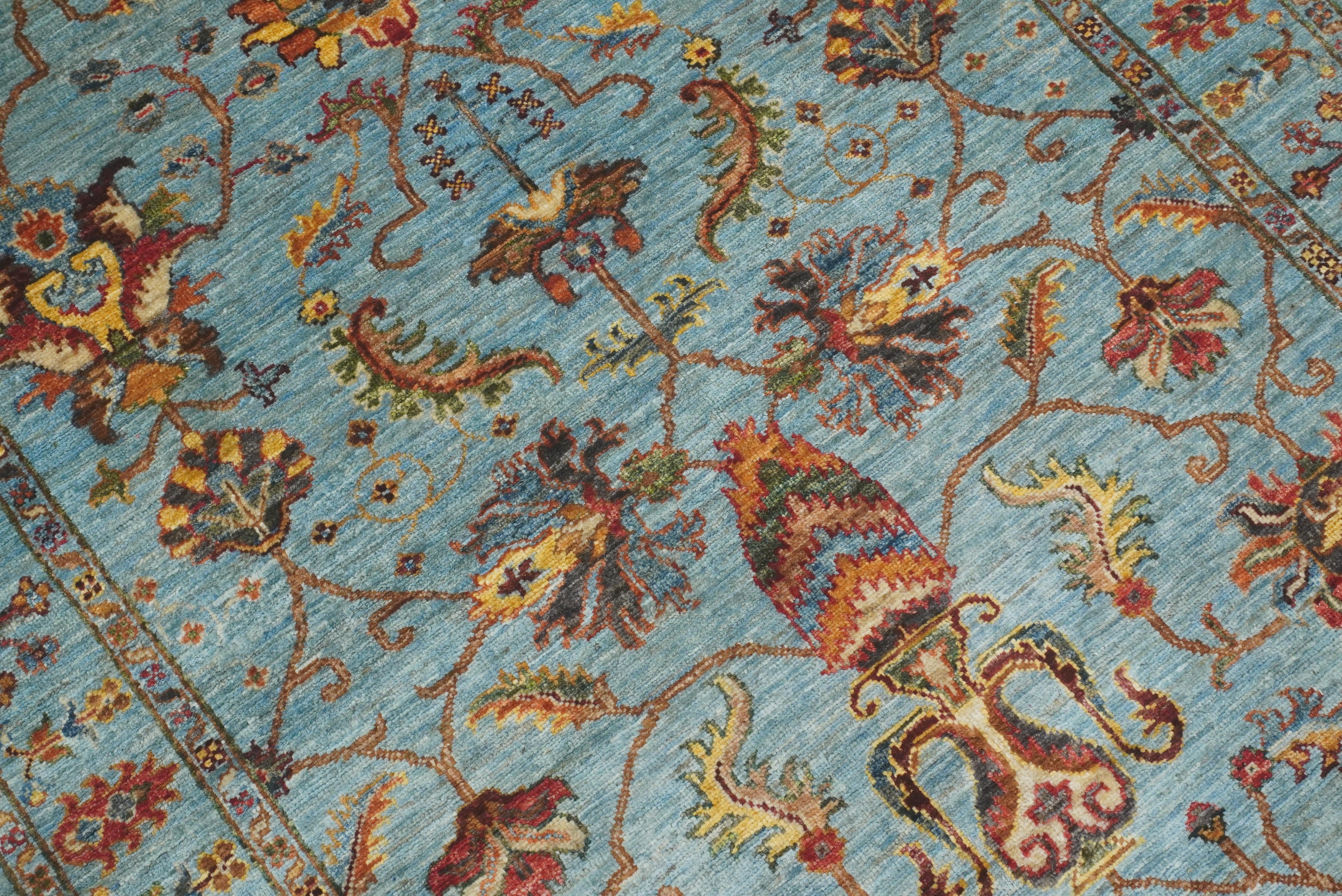 4x6 Blue Waziri Afghan Hand knotted Wool Rug - Yildiz Rugs