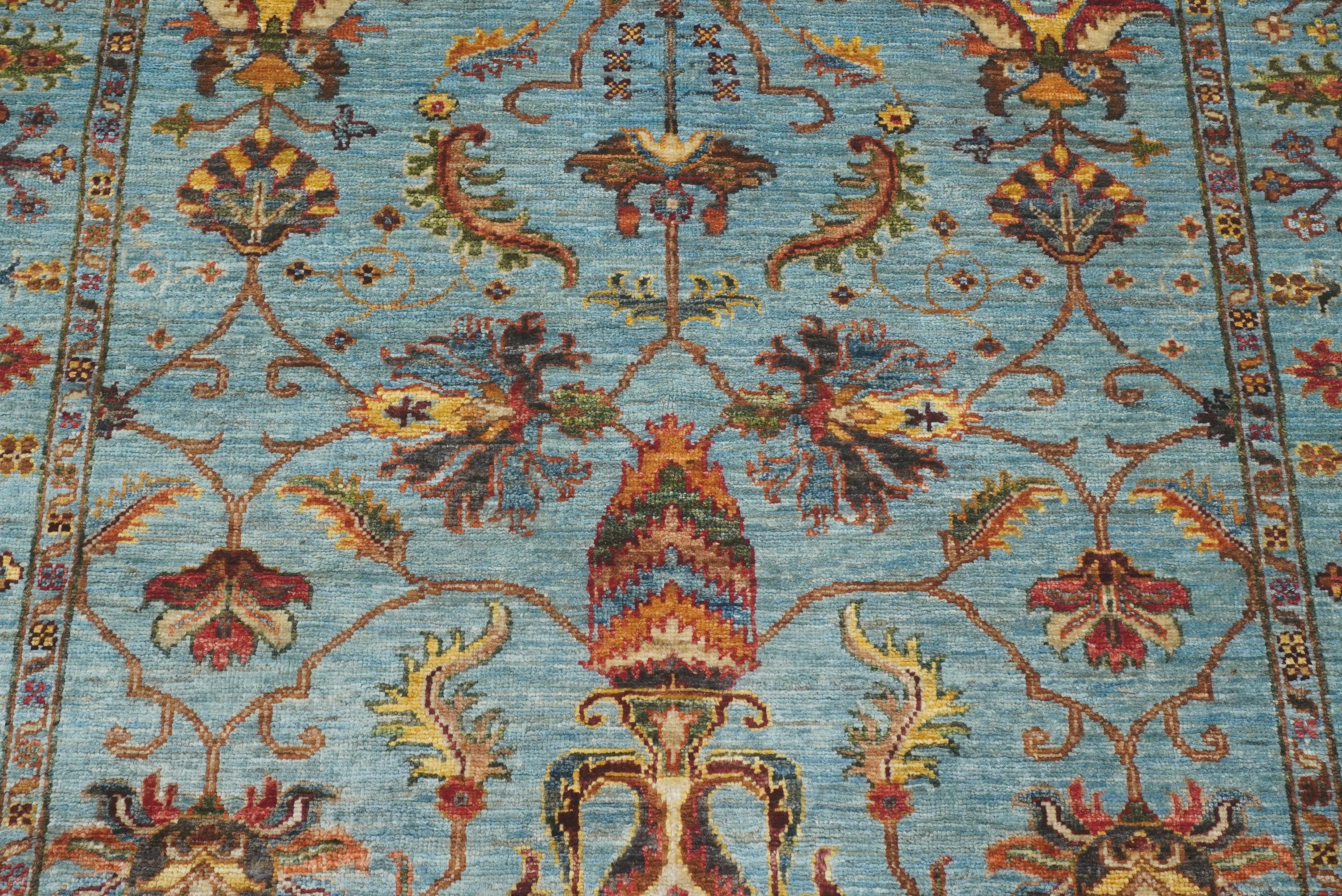 4x6 Blue Waziri Afghan Hand knotted Wool Rug - Yildiz Rugs