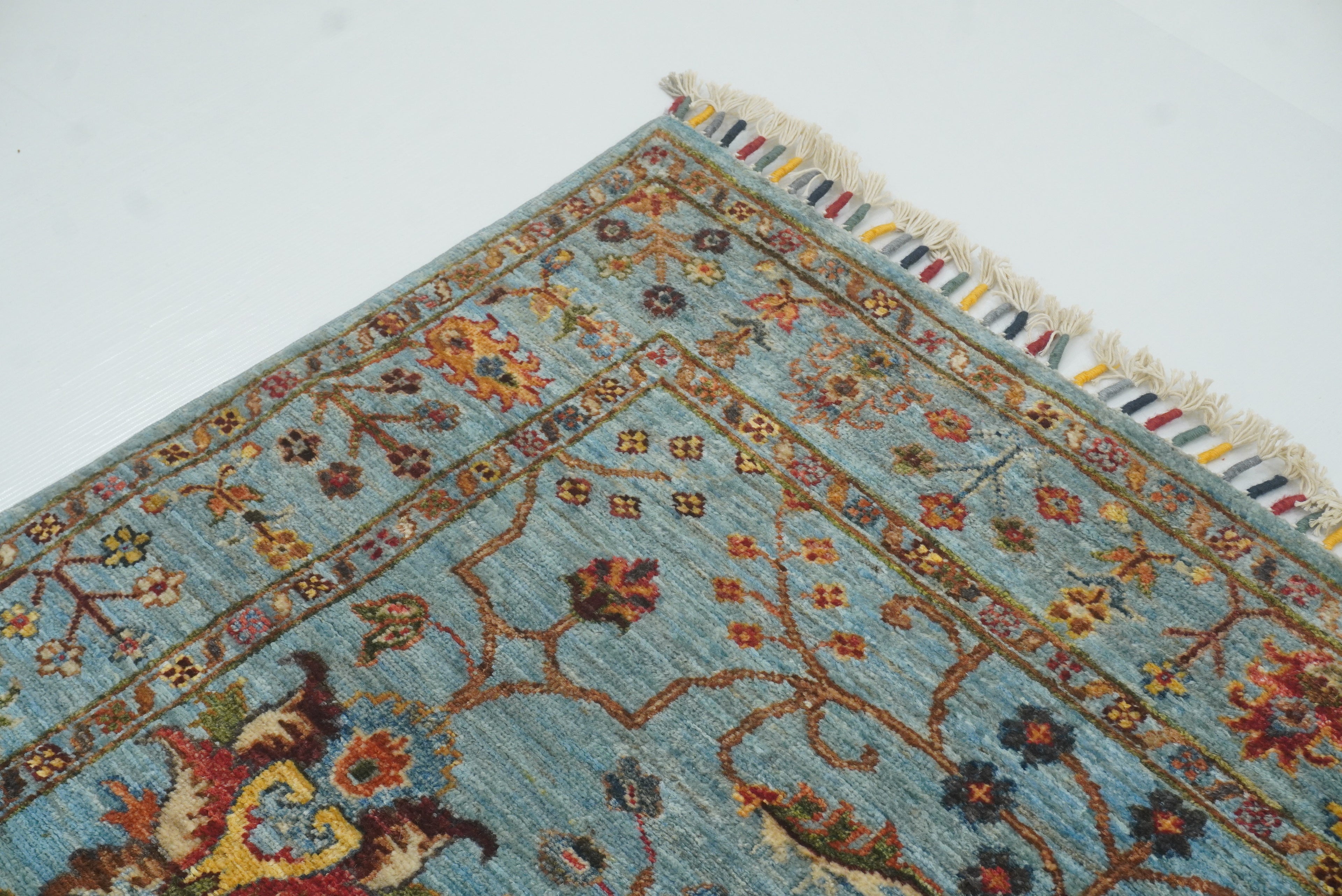 4x6 Blue Waziri Afghan Hand knotted Wool Rug - Yildiz Rugs