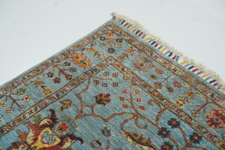 4x6 Blue Waziri Afghan Hand knotted Wool Rug - Yildiz Rugs