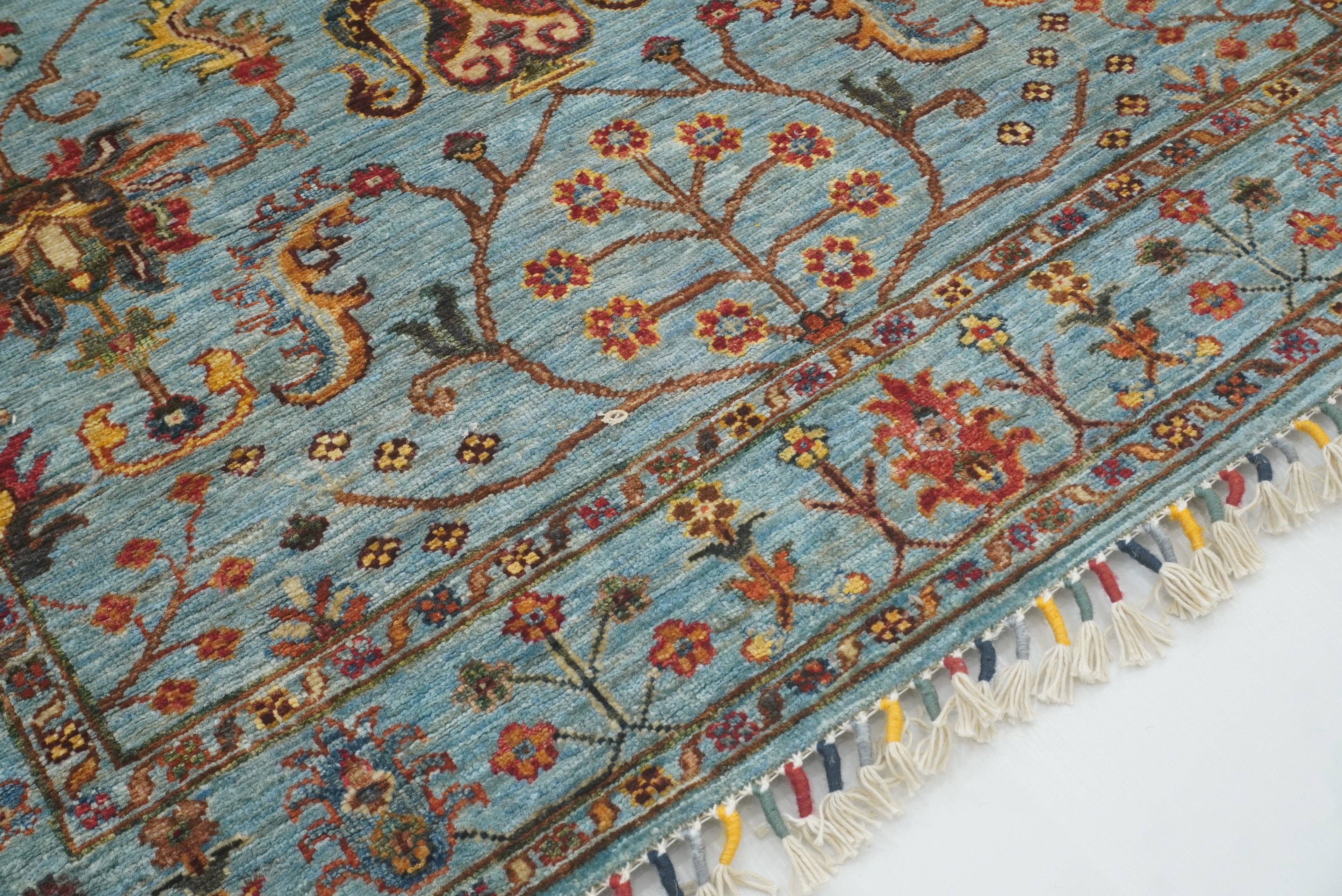 4x6 Blue Waziri Afghan Hand knotted Wool Rug - Yildiz Rugs