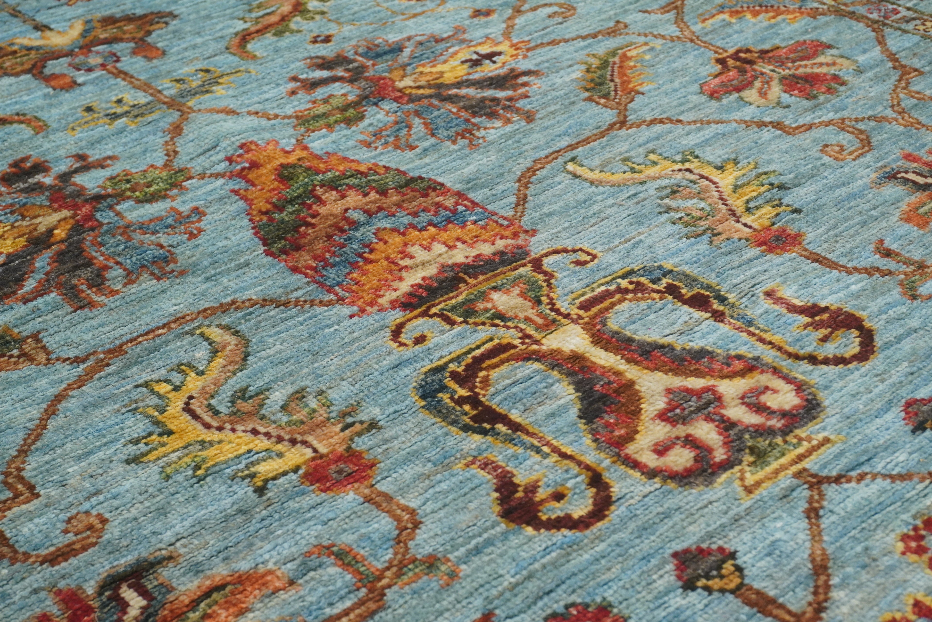 4x6 Blue Waziri Afghan Hand knotted Wool Rug - Yildiz Rugs