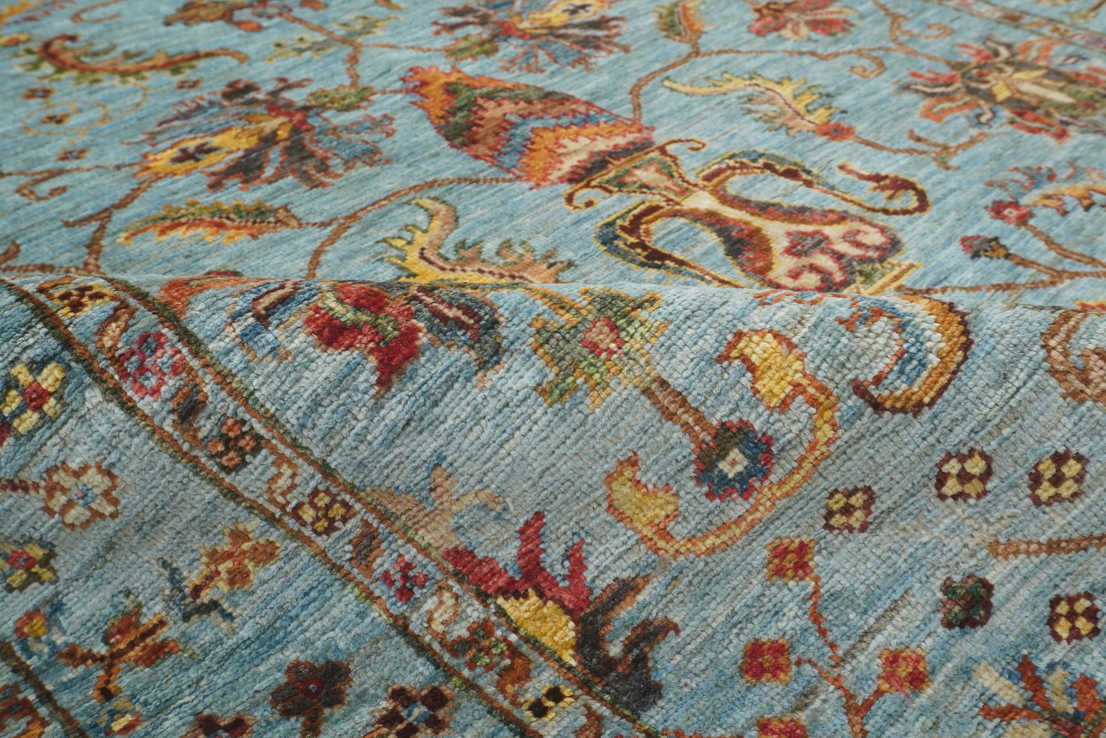 4x6 Blue Waziri Afghan Hand knotted Wool Rug - Yildiz Rugs