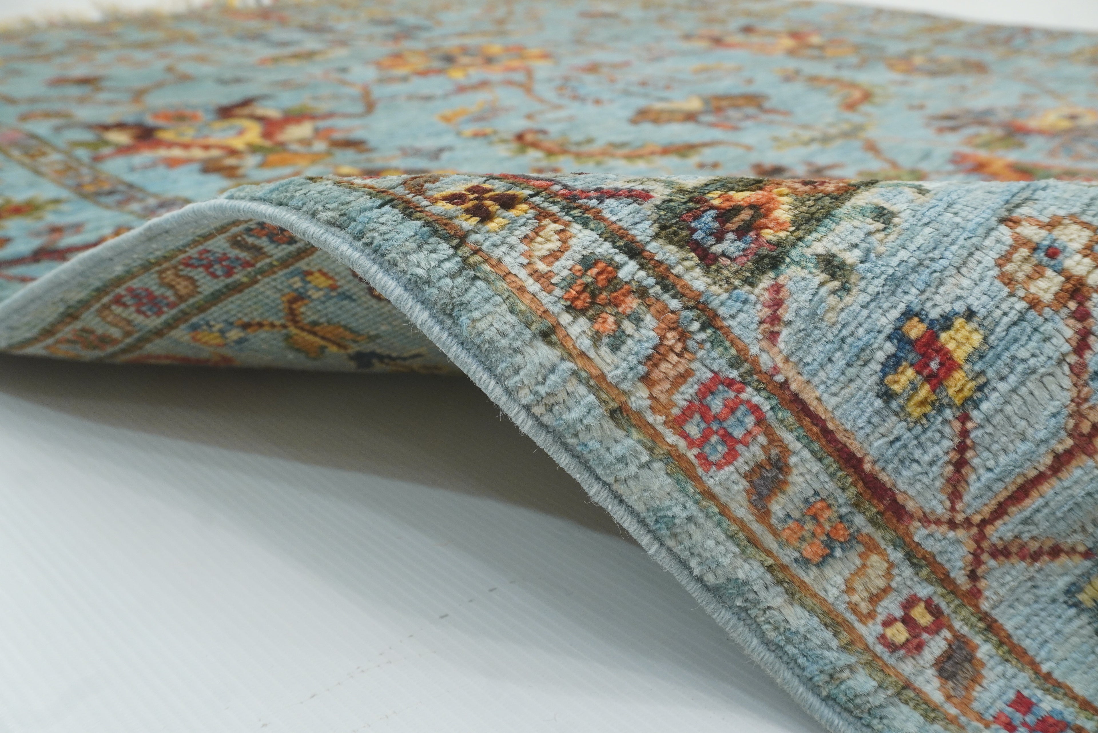 4x6 Blue Waziri Afghan Hand knotted Wool Rug - Yildiz Rugs