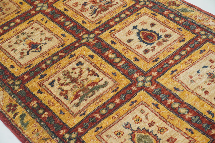3x10 ft Beige Vintage Afghan Hand knotted Runner Rug - Yildiz Rugs