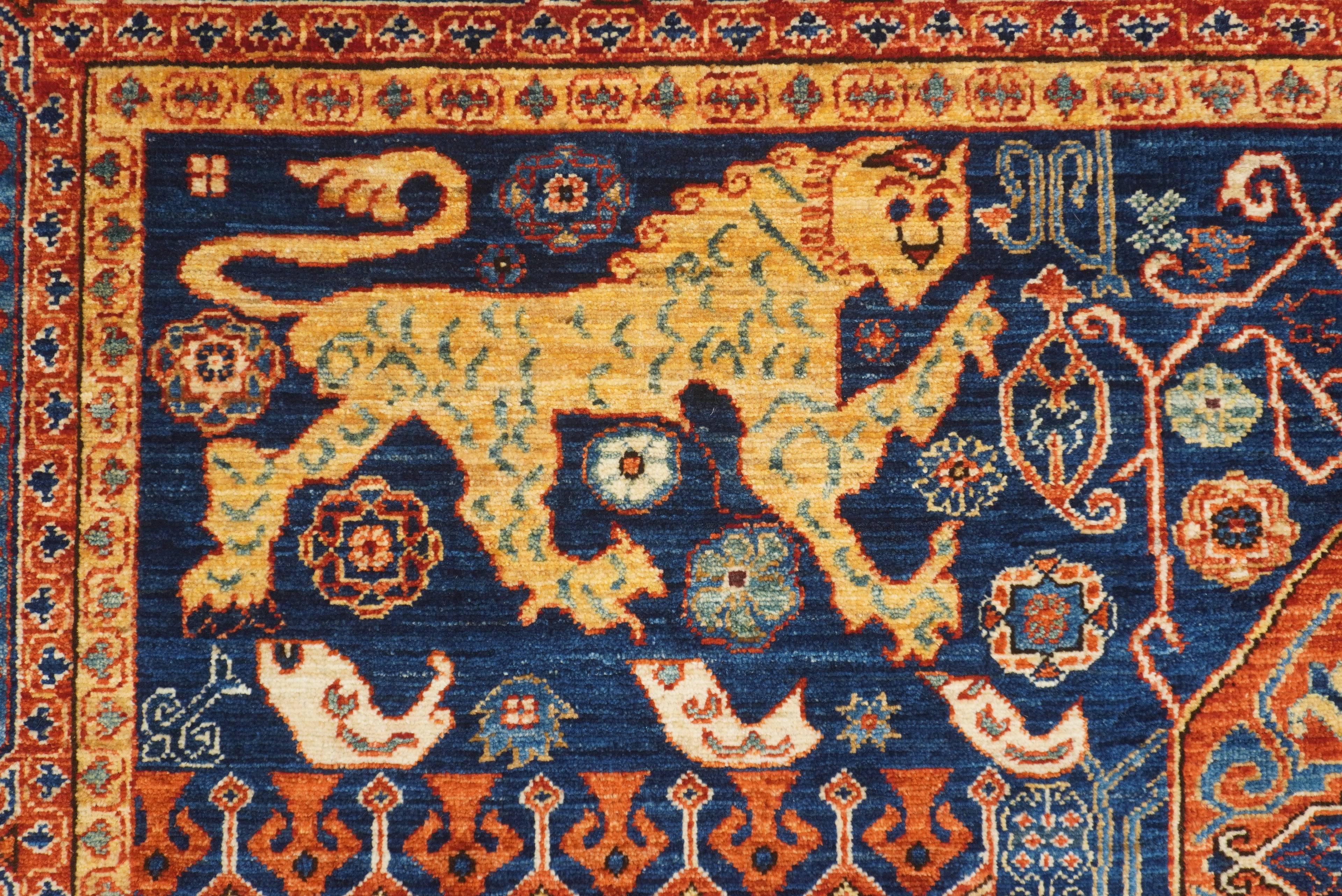 6x9 Navy Blue Mamluk Afghan Hand-Knotted Rug - Yildiz Rugs