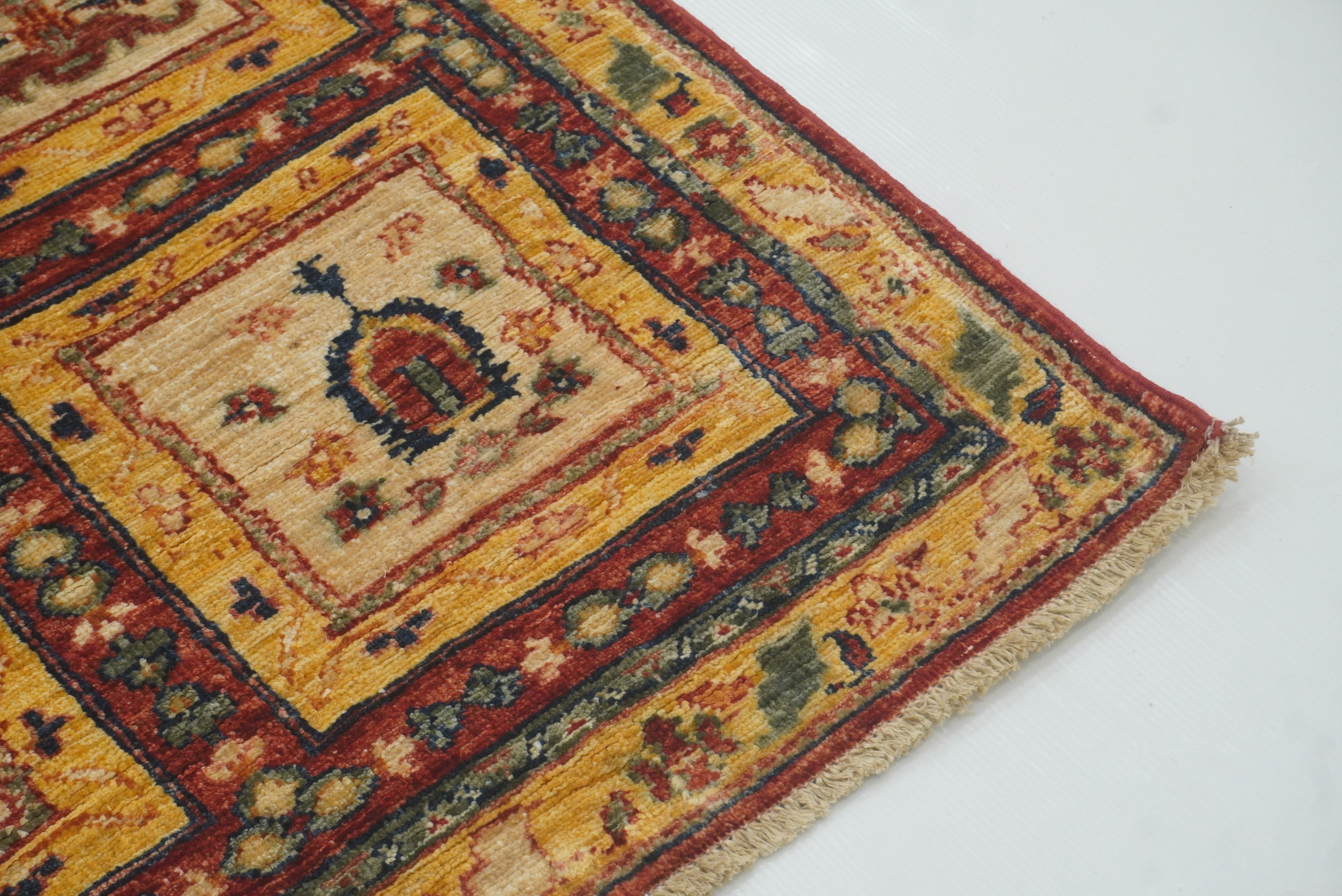 3x10 ft Beige Vintage Afghan Hand knotted Runner Rug - Yildiz Rugs