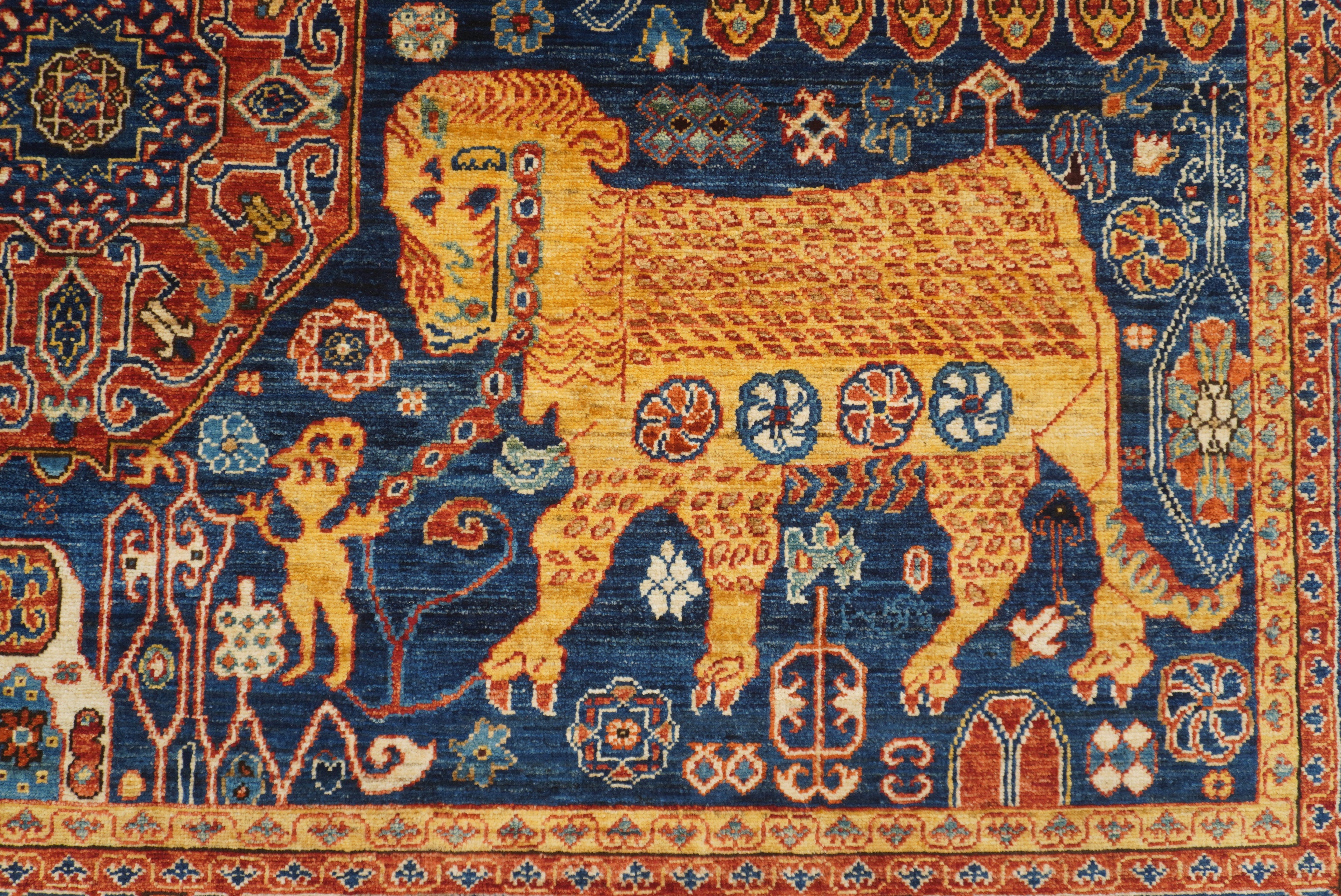 6x9 Navy Blue Mamluk Afghan Hand-Knotted Rug - Yildiz Rugs
