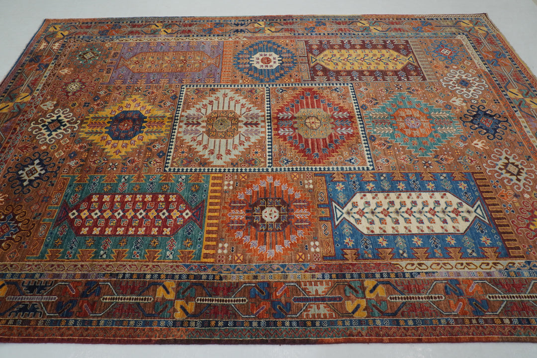 7x11 Brown Afghan Baluch Samarkand Hand knotted Tribal Rug