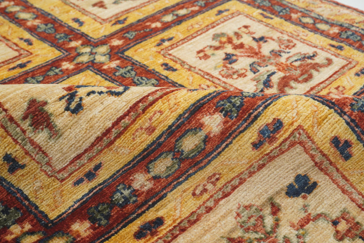 3x10 ft Beige Vintage Afghan Hand knotted Runner Rug - Yildiz Rugs
