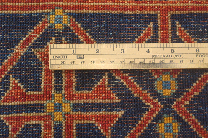 8x10 Navy Blue Samarkand Afghan Hand Knotted Tribal Geometric Baluch Rug