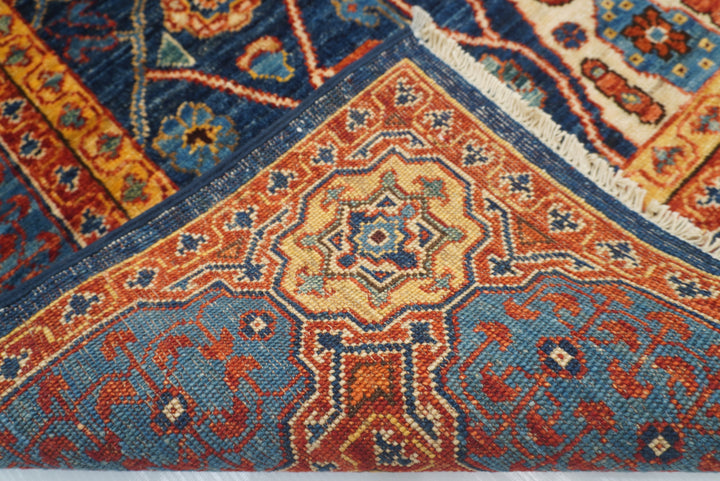 6x9 Navy Blue Mamluk Afghan Hand-Knotted Rug - Yildiz Rugs