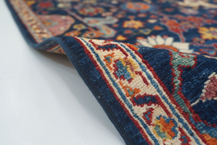 10 ft Navy Blue Bidjar Afghan Hand-Knotted Wool Runner Rug - Yildiz Rugs