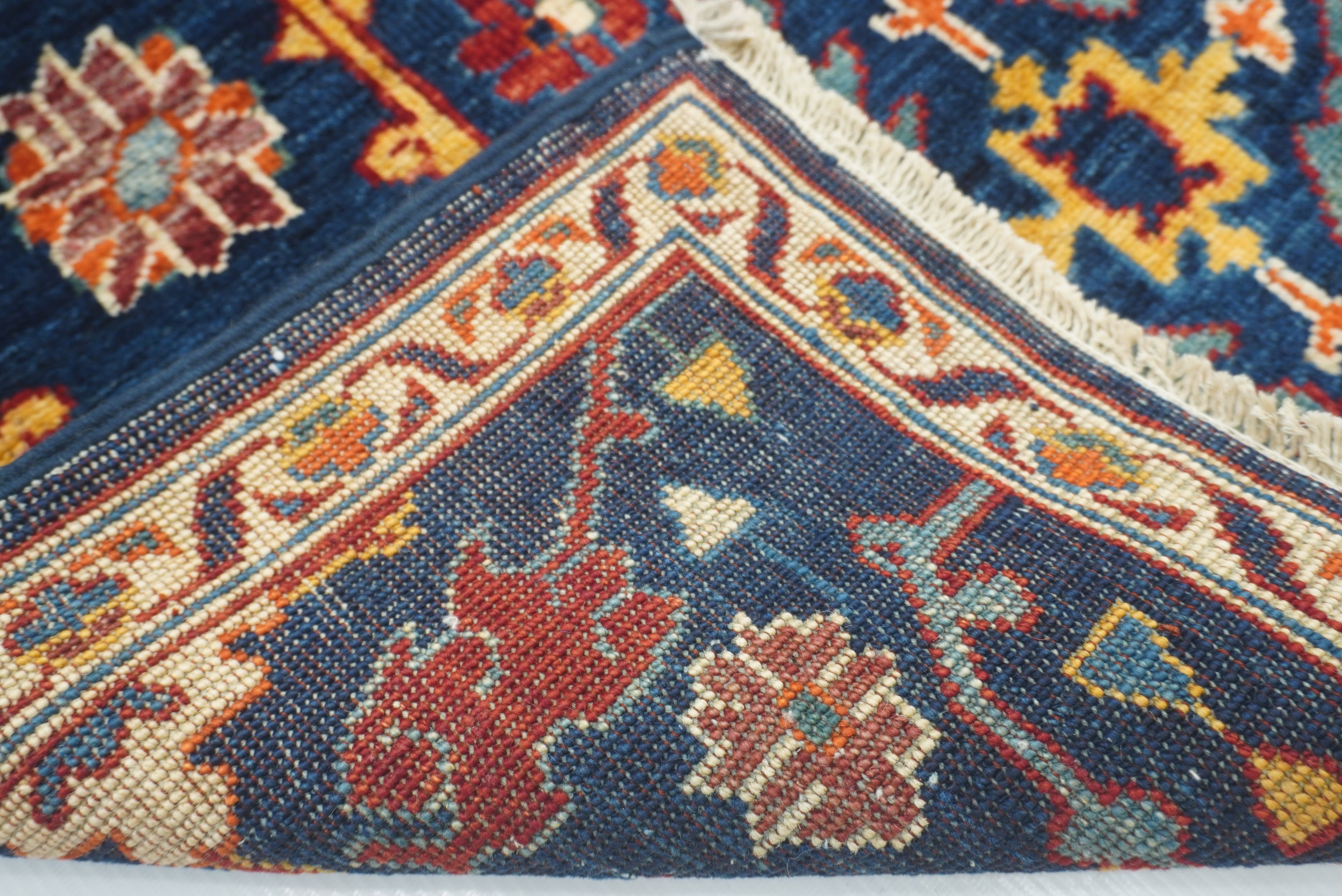 10 ft Navy Blue Bidjar Afghan Hand-Knotted Wool Runner Rug - Yildiz Rugs