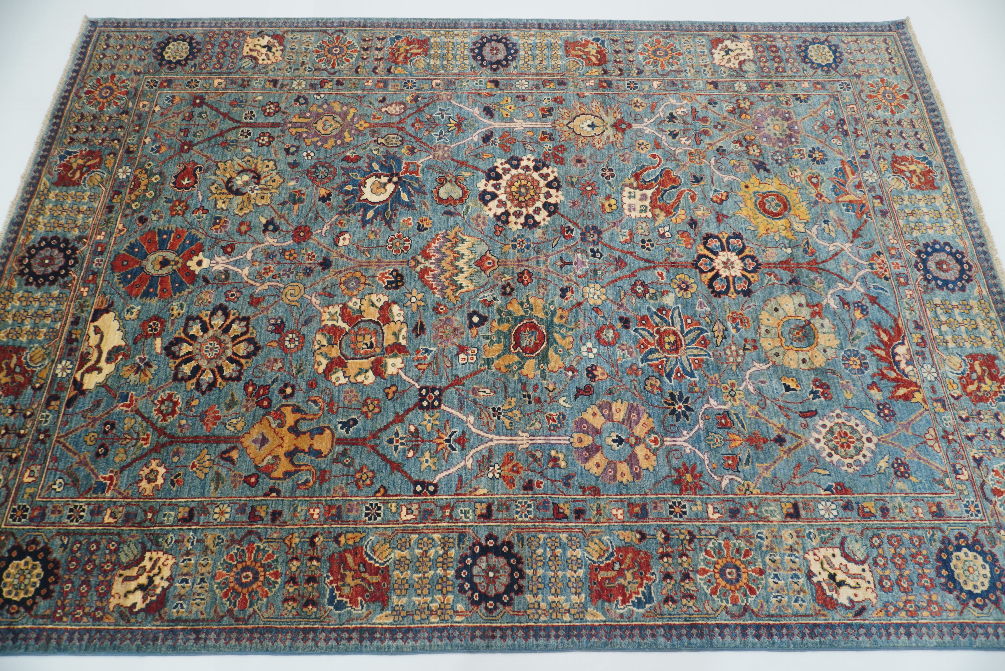6x9 Blue Bidjar Afghan Hand-Knotted Wool Oriental Rug - Yildiz Rugs
