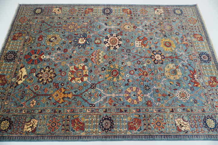 6x9 Blue Bidjar Afghan Hand-Knotted Wool Oriental Rug - Yildiz Rugs