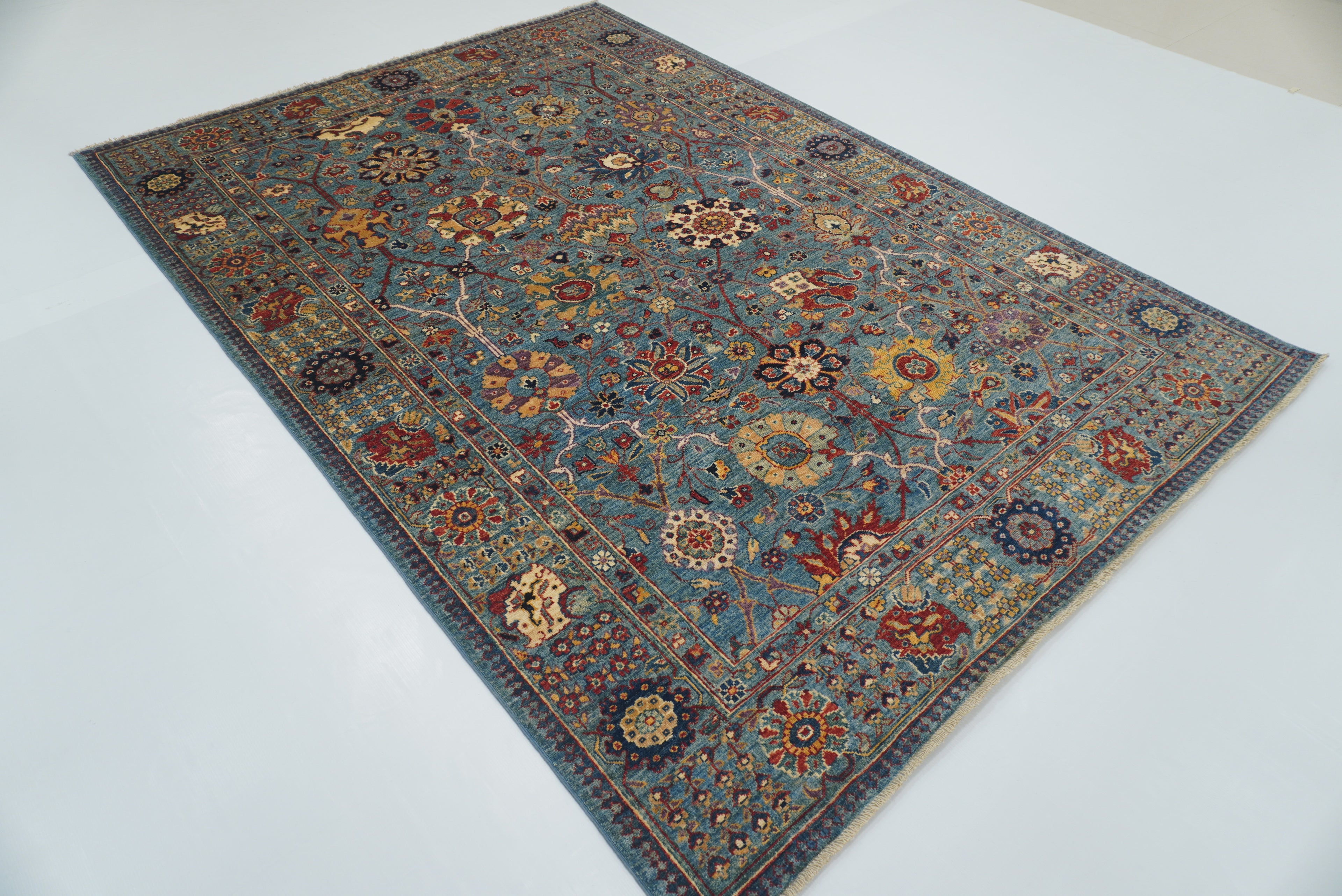6x9 Blue Bidjar Afghan Hand-Knotted Wool Oriental Rug - Yildiz Rugs