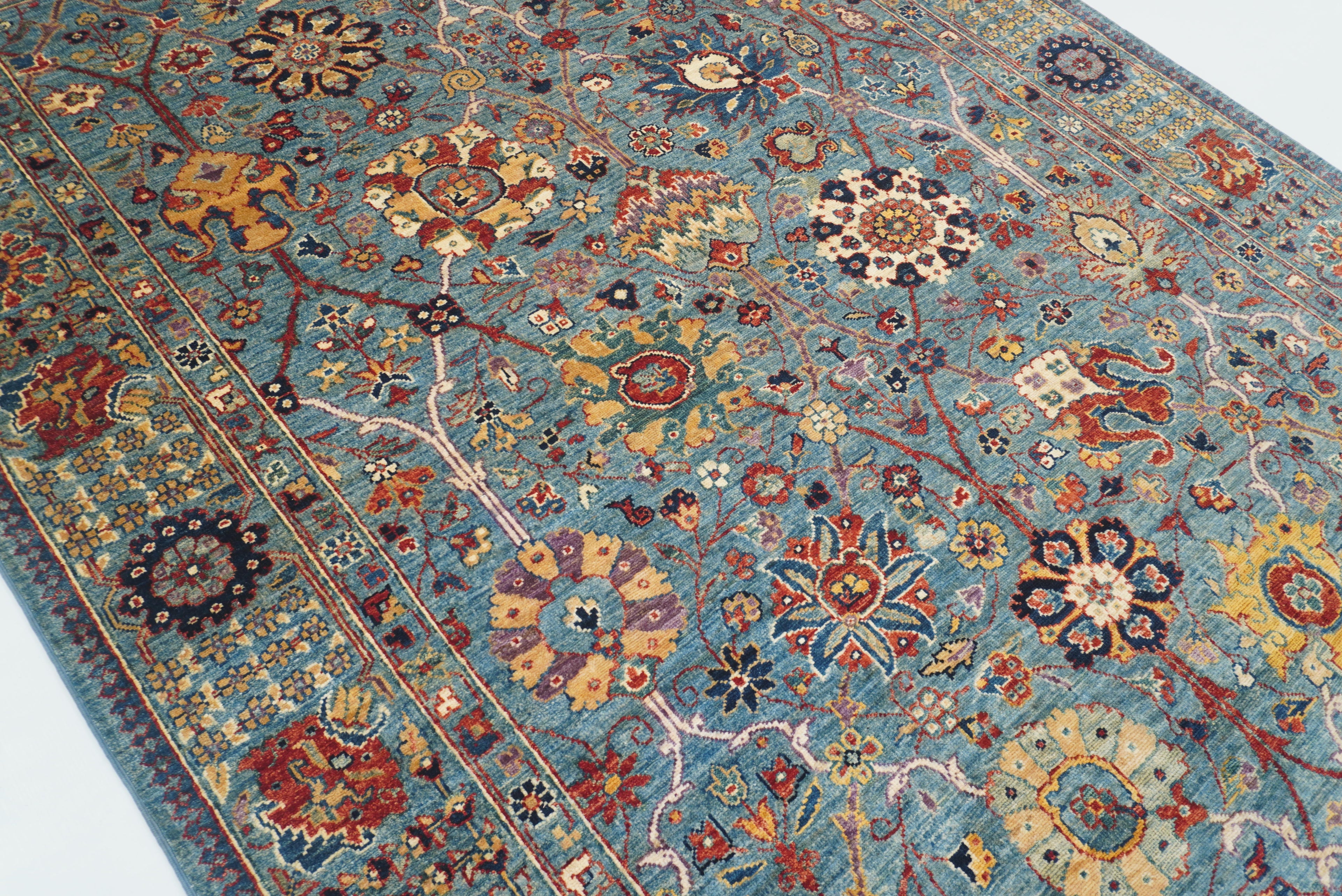 6x9 Blue Bidjar Afghan Hand-Knotted Wool Oriental Rug - Yildiz Rugs