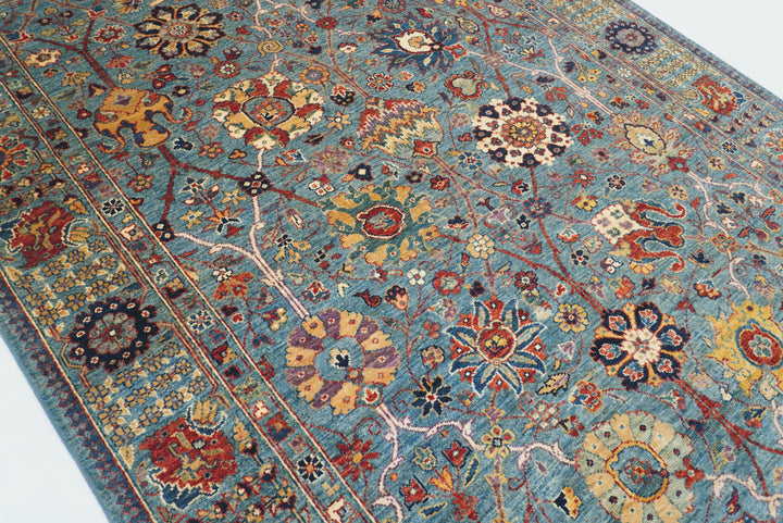 6x9 Blue Bidjar Afghan Hand-Knotted Wool Oriental Rug - Yildiz Rugs