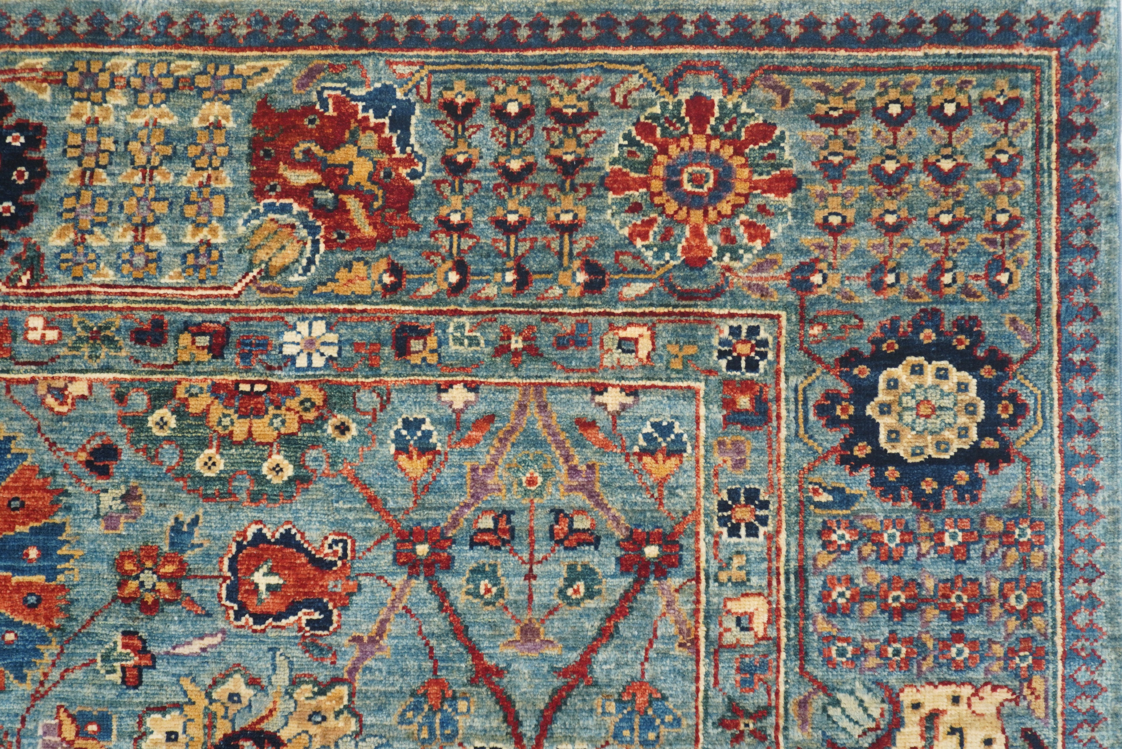 6x9 Blue Bidjar Afghan Hand-Knotted Wool Oriental Rug - Yildiz Rugs
