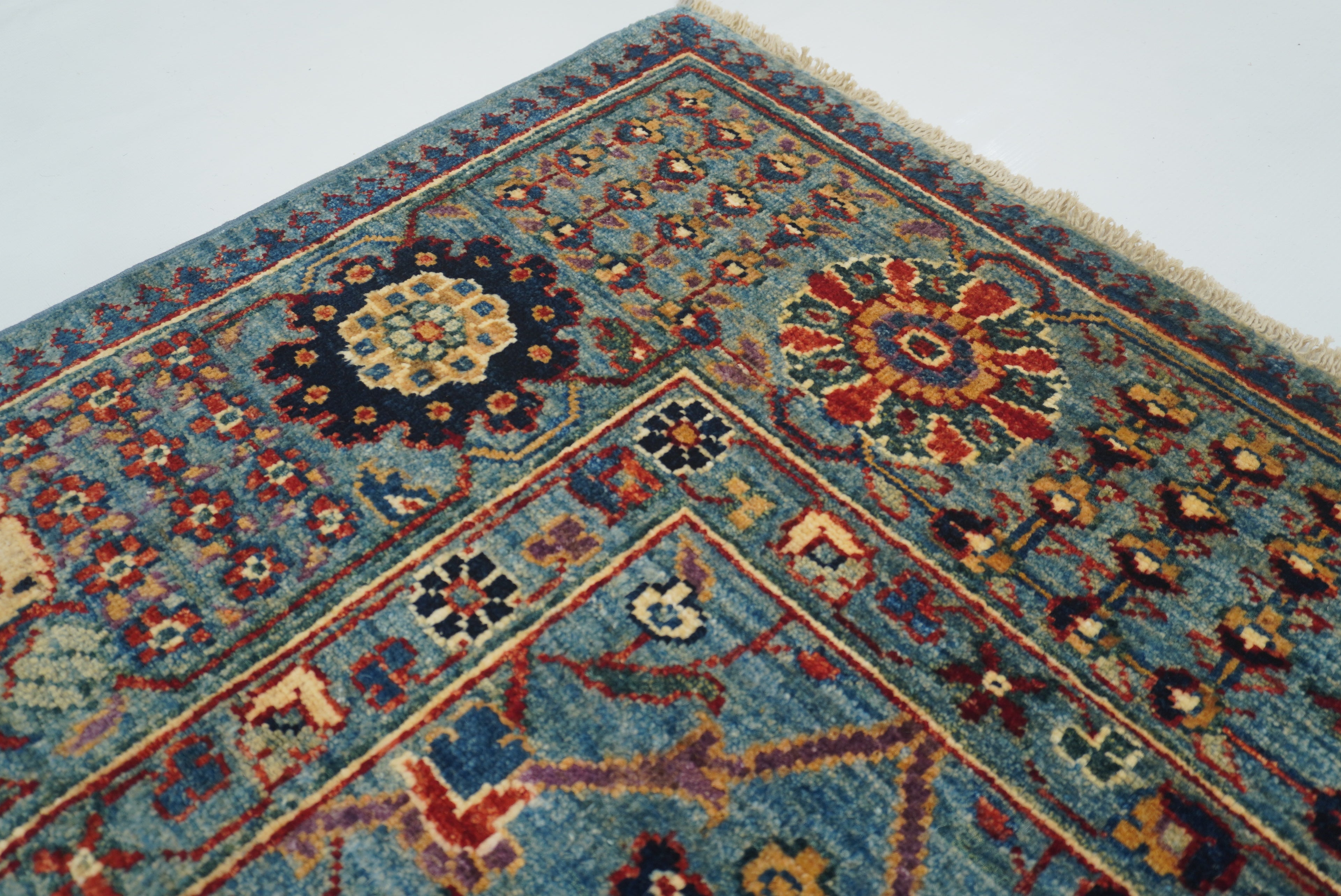 6x9 Blue Bidjar Afghan Hand-Knotted Wool Oriental Rug - Yildiz Rugs
