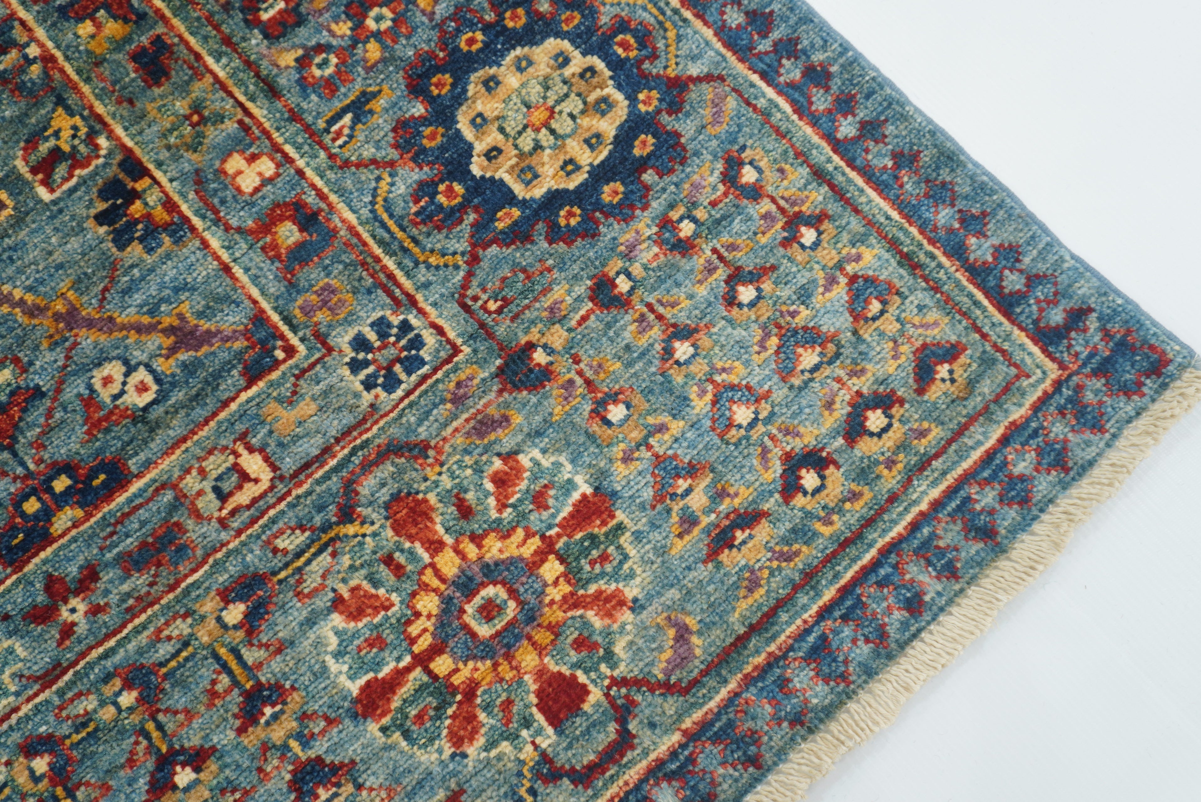 6x9 Blue Bidjar Afghan Hand-Knotted Wool Oriental Rug - Yildiz Rugs